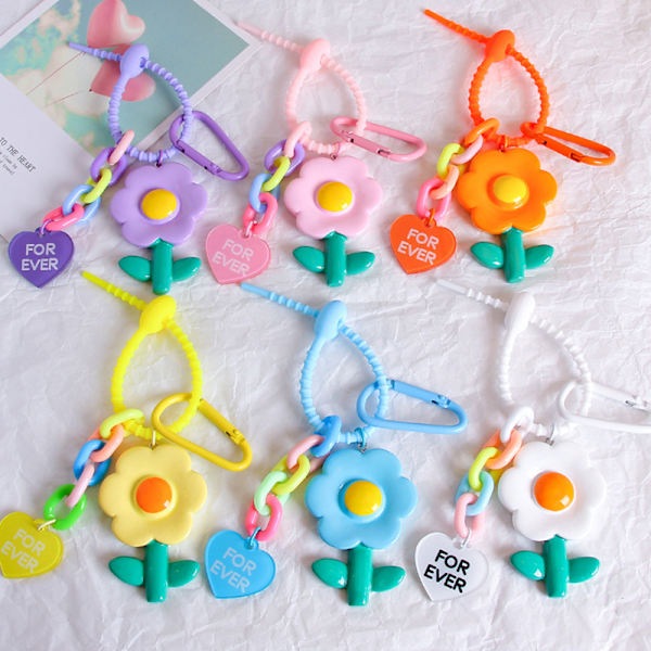 Candy Color Nøkkelringer For Bag Kvinner Søt Flower Pendant Car Ke A19