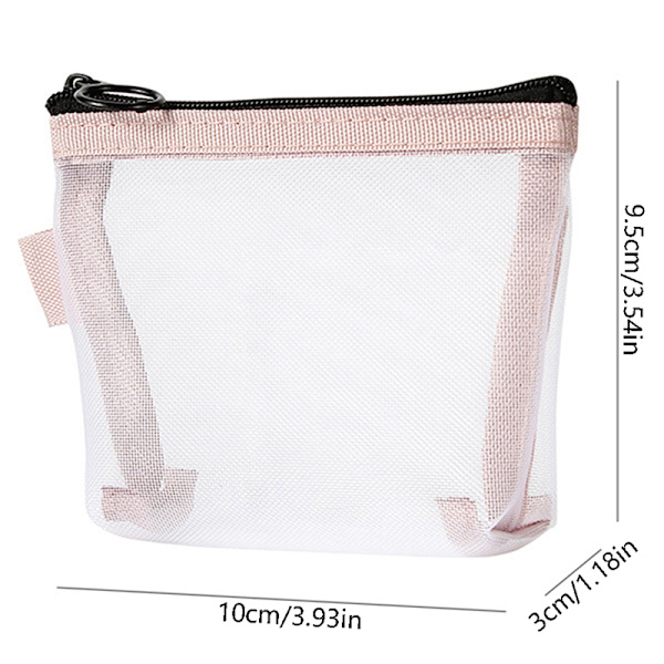 Clear Mesh Bærbare Mini Møntposer Opbevaringstaske Lille Makeup Cas Pink