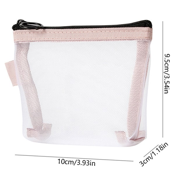 Clear Mesh bærbare minimyntposer Oppbevaringsveske Liten sminkekasse Pink