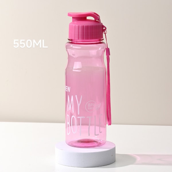 Gjennomsiktig vannflaske Bærbar sportskopp for drikking 550 ML Rose red