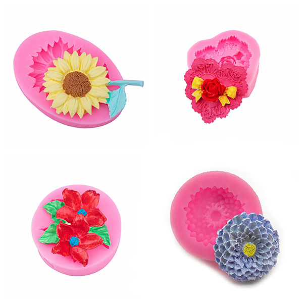 3d Daisy Flower Shape Silikoneform Chokolade Kage Bage Deko E