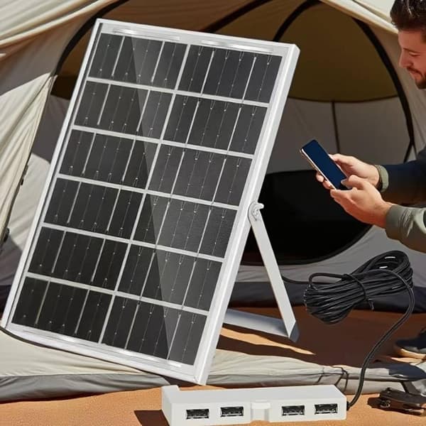 Solcellsladdningspanel med 4 USB-portar Black 6W