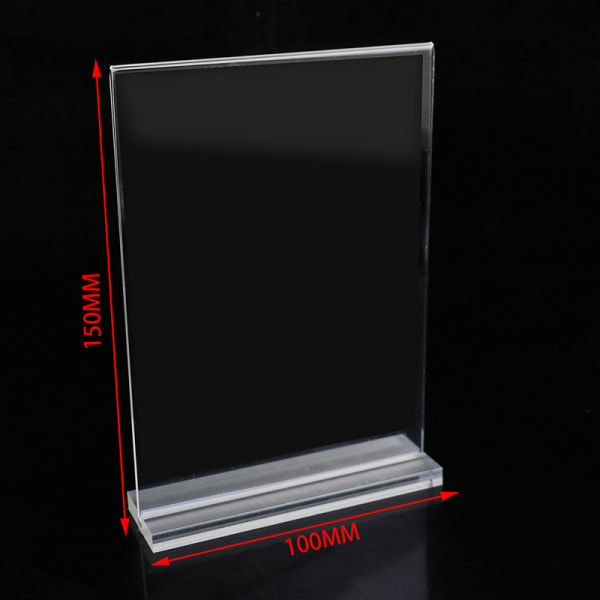 T-form dobbeltsidet akrylskiltkortholder Display Stand Menu A1