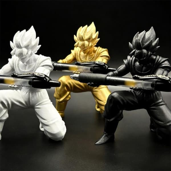 3D-printet kul Super Saiyan pennholderfigur skrivebordsstasjon White