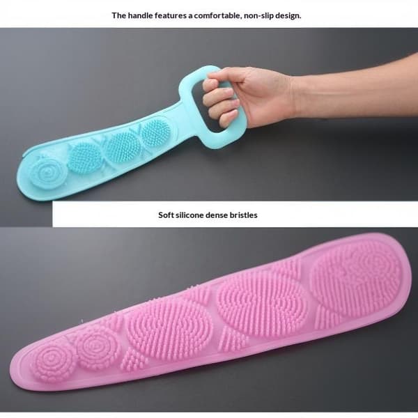 Silikone kropsskrubber rygmassager eksfolierende brusesvamp Purple