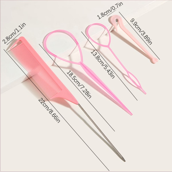 4st/ set French Braid Tool Loop Elastiska hårband Kammar för Ha