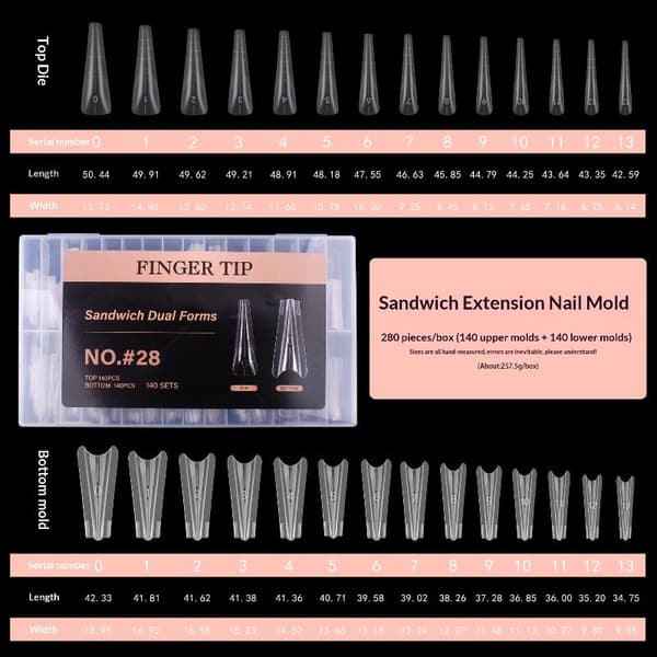 280 st Crystal Armor Model Nail Sandwich Dual Nail Forms Extens 28