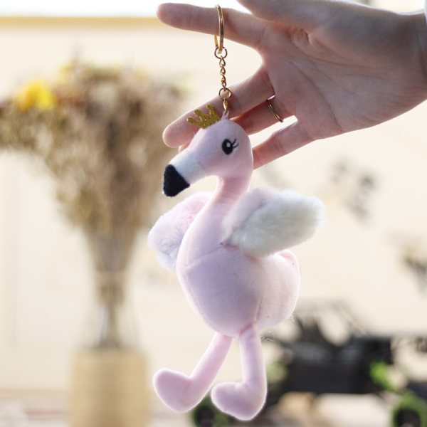 Cartoon Flamingo Doll Nøkkelringer Flamingo Plysj Myk Utstoppet Ani D