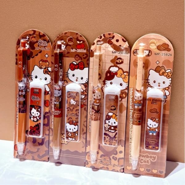 1/4/24 st Kawaii tecknad leopardmönstrad Hello Kitty mekanisk P A1