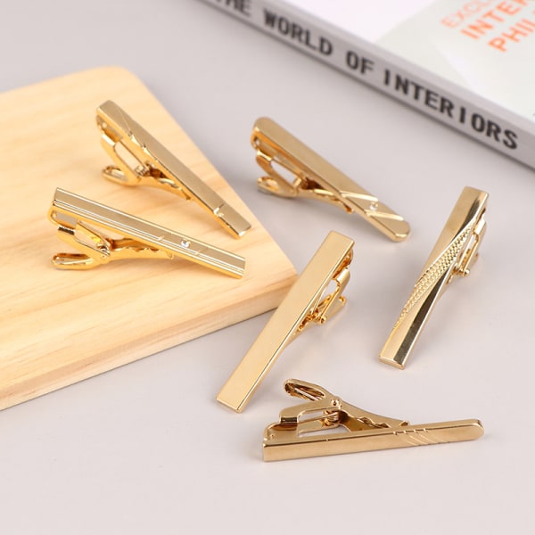 1 Stk Simple Style Necktie Clip For Mænd Pin Clip Kort Clip Guld 1