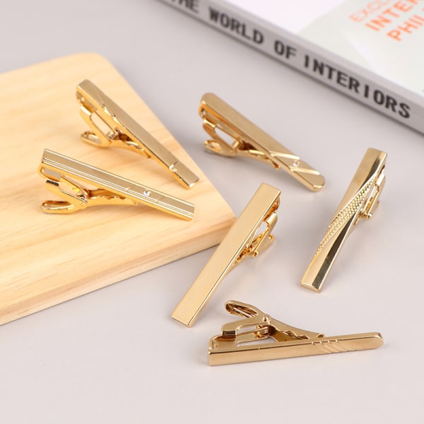 1 Stk Simple Style Necktie Clip For Mænd Pin Clip Kort Clip Guld 6