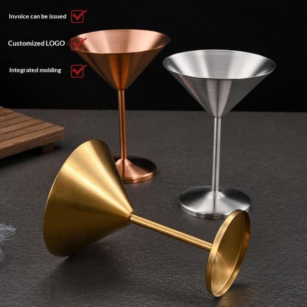 Martini-kopper i rustfritt stål Cocktailglass Iskrem Dessert G A1