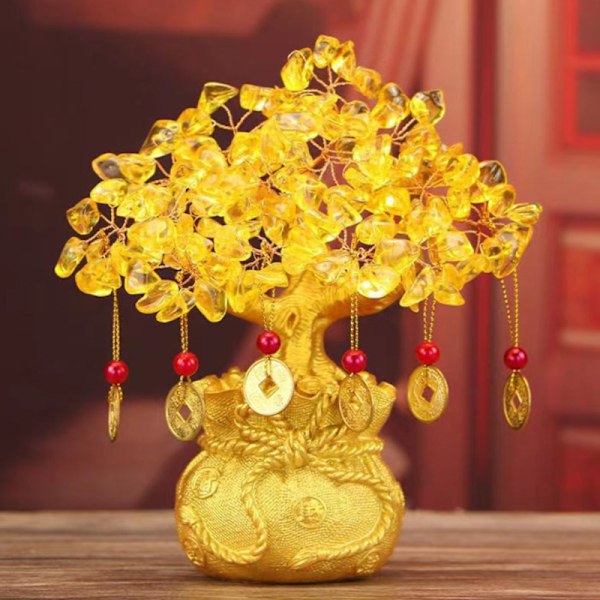 Naturlig krystal bonsai penge træ heldig træ feng shui penge tr