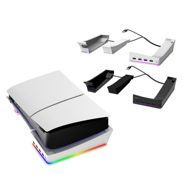 RGB Atmosphere Lamp Vaakasuora pidike PS5 Slim Digital Diskille White
