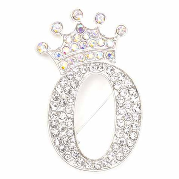 Fashion Crown 26 begyndelsesbogstaver A til Z Crystal Rhinestone Broo Silver-O
