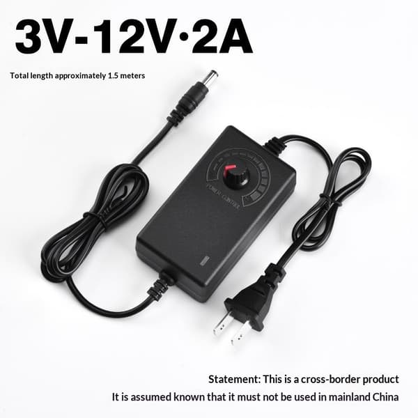 1 stk justerbar strømforsyningsadapter AC til DC 3V-12V 2A/3-24V 1A A1
