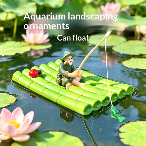 Flydende Bambusflåde Fiskeornament Foderplatform til Mini A