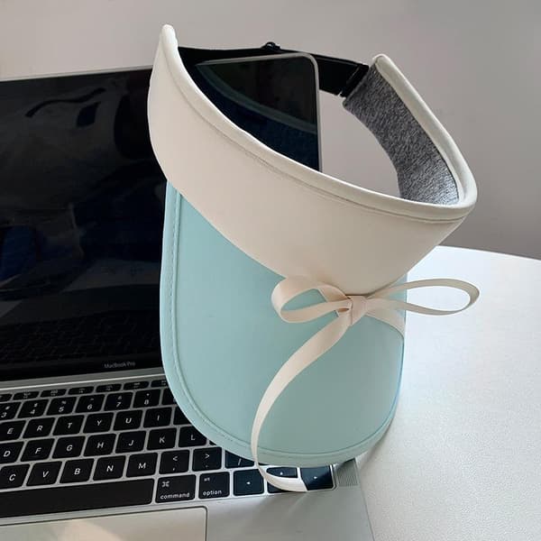 Dame UPF50 Solskærmshat med sløjfedekor og 99 procent UV B Blue