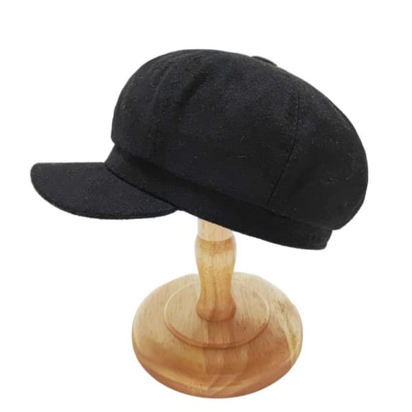 Mode Kvinnor Basker Höst Vinter Octagonal Cap Hats Artist Pai Black