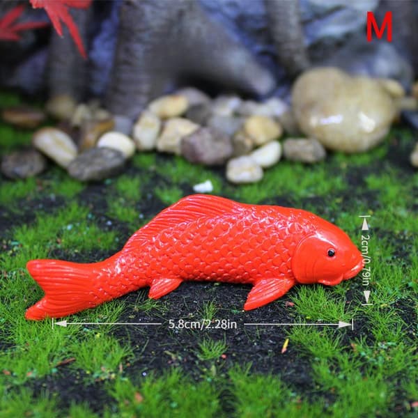 Present Tecknad Mini Koi Fisk Prydnad Harts Hantverk e Karp Figur L A1
