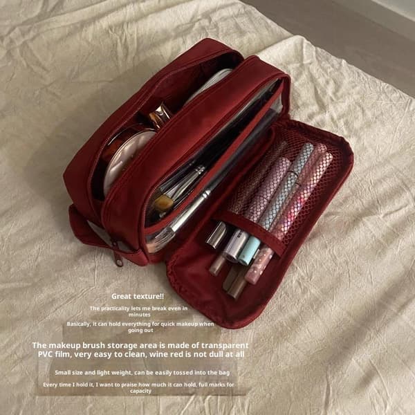 Dobbeltlags Kosmetiktaske Rejse Makeup Organizer Stor Kapacitet A3