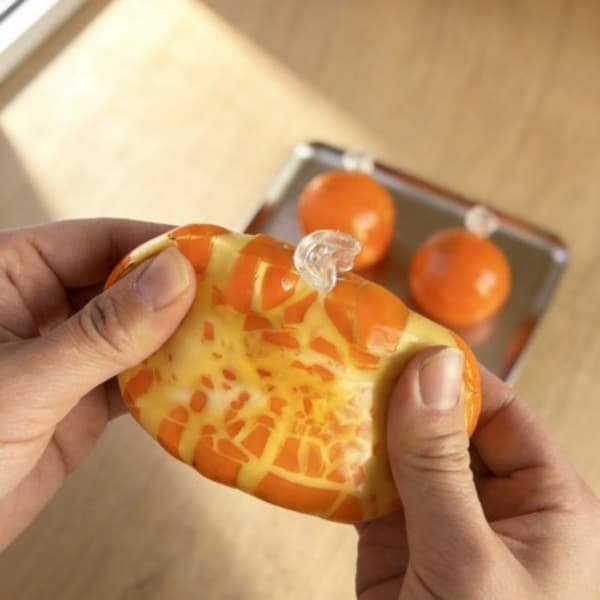 Simulering Krispig Apelsin Squishy Långsam Återhämtning Dekompression För Orange