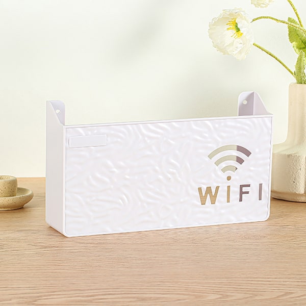 Wifi Router Rack Box Hylde Opbevaring Vægmonteret Trådløs Bracke White