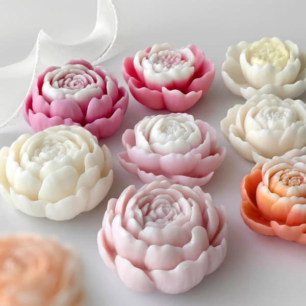 3D Peonblomster Silikonform For Stearinlys Leire Gips Og Såpe B
