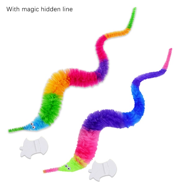 Magic Worm Prop Fuzzy Wiggly Worm Twisty Trick Toy Party Gift F Dark Color