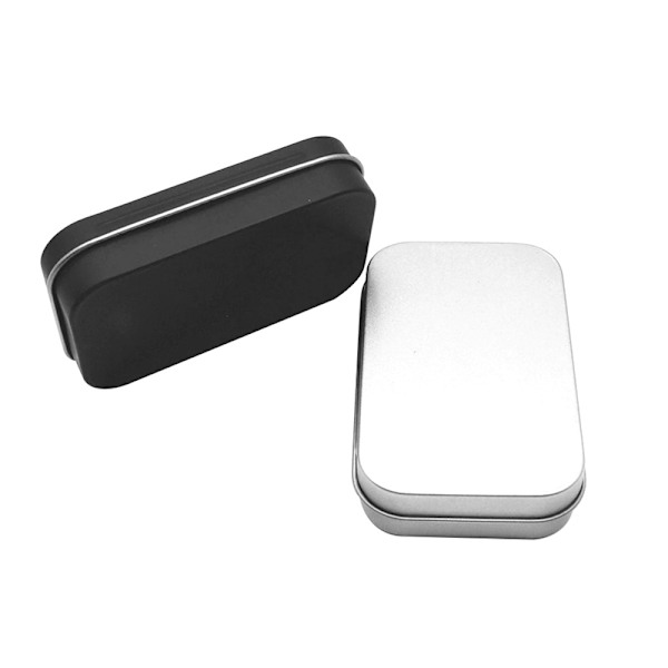 Survival Kit Small Tom Metal Tin Sølv Sort Flip Opbevaring Bo Black