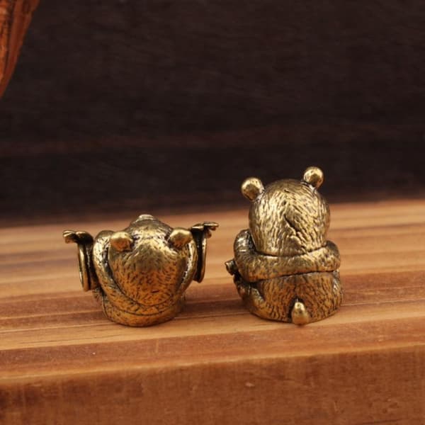 1/2 stk. Messing Panda Statue Te Kæledyr & Skrivebordsornament Panda Figur A2
