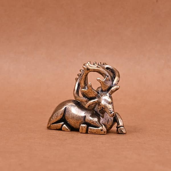 Älgfigurer i massiv mässing Retro Djur Älg Liten Staty Skrivbord