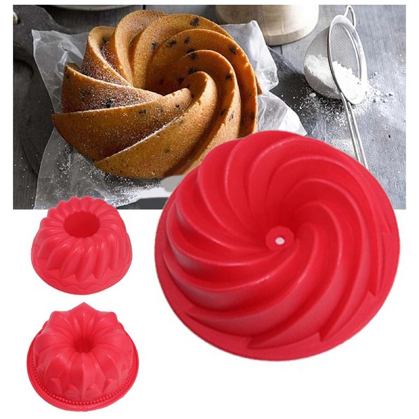 1 stk 4 tommer 3D kage silikoneform stor hvirvelform Dessertkage Mo 1 7688  | 1 | Fyndiq