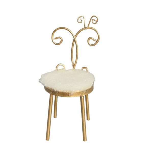 1 stk. 1:12 skala dukkehus mini møbelmodel jernkunst rygstol White