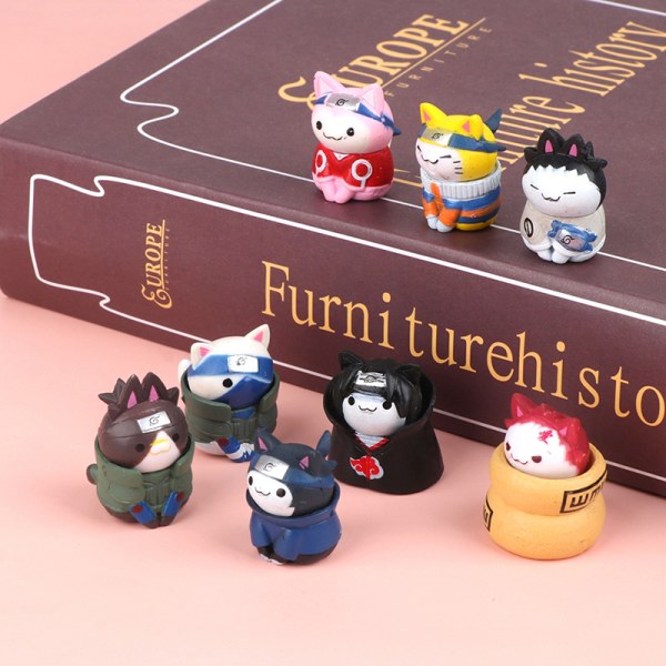 8st Anime Naruto Cat Doll Action Figur Rum Inredning Bil Ornament