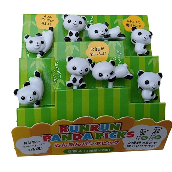 8 st/set e tecknad panda fruktgaffel barn snacks dessertplockare till
