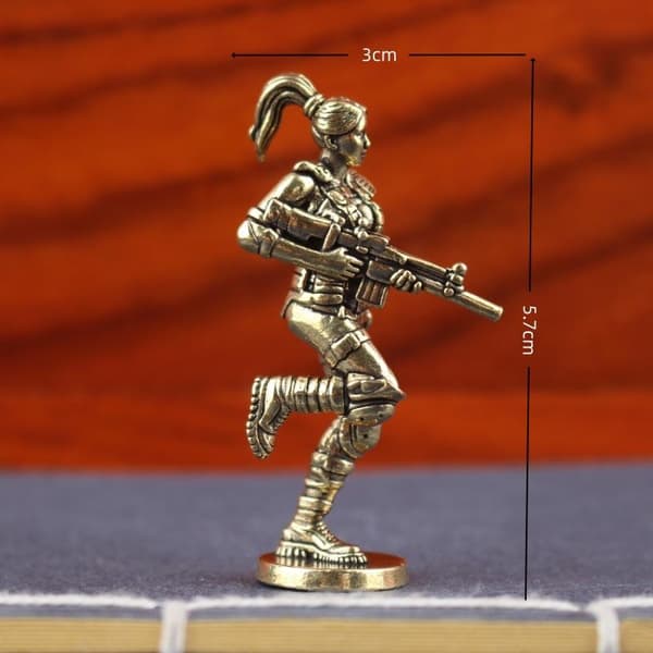 Special Forces Lille Statue Messing Kvindelige Soldater Figurer Ret