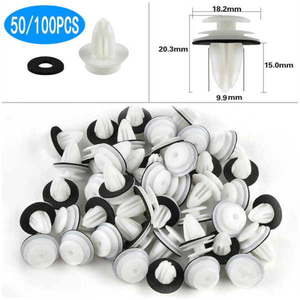 50/100 stk Bildør Panel Clip M/Tetningsring Auto Holder Rask 100PCS