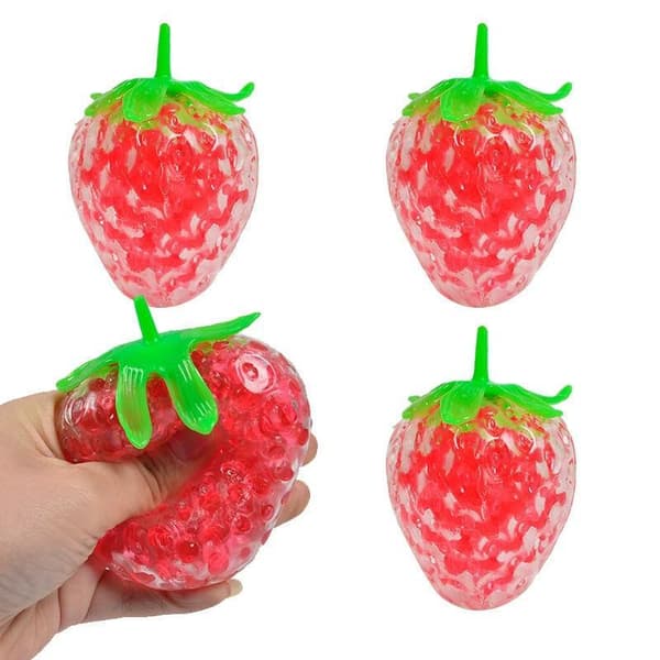 1/2 stk Krystall Jordbær TPR Fruktformet Sensorisk Fidget for Lindring 1PCS