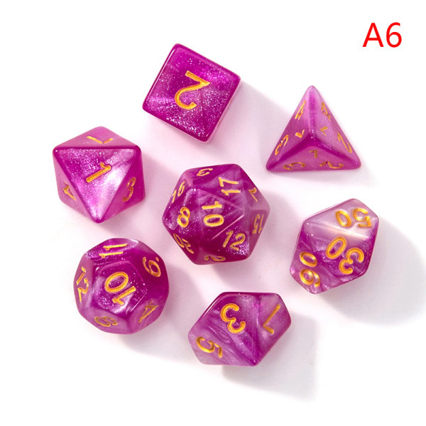 7st Set Bärbara leksaker för barn Polyhedral D4 D6 D8 D1 A6