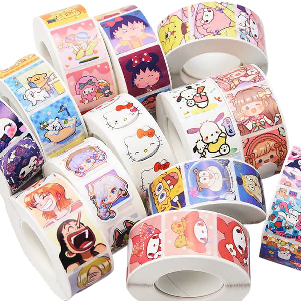 Cartoon Roll Sticker Animation Character Selvklæbende Sticker A1