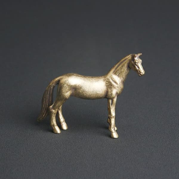 Antik Messing Solid Langhale Hestefigur Miniature Ornament A6