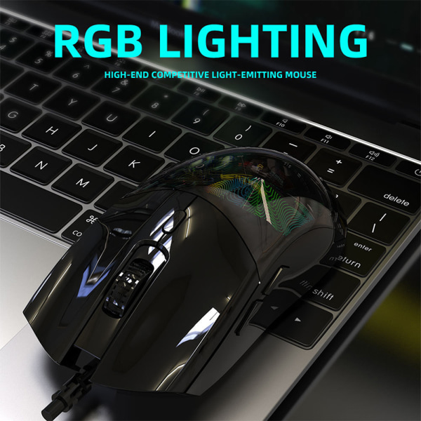 RGB Transparent Gaming E-sport USB Wired Valfri mus 7 Keys Black