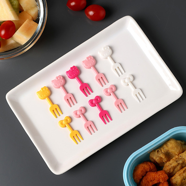 10 kpl Ktiiy Cartoon Mini Fruit Fork lery Fruit Fork Alkupala S