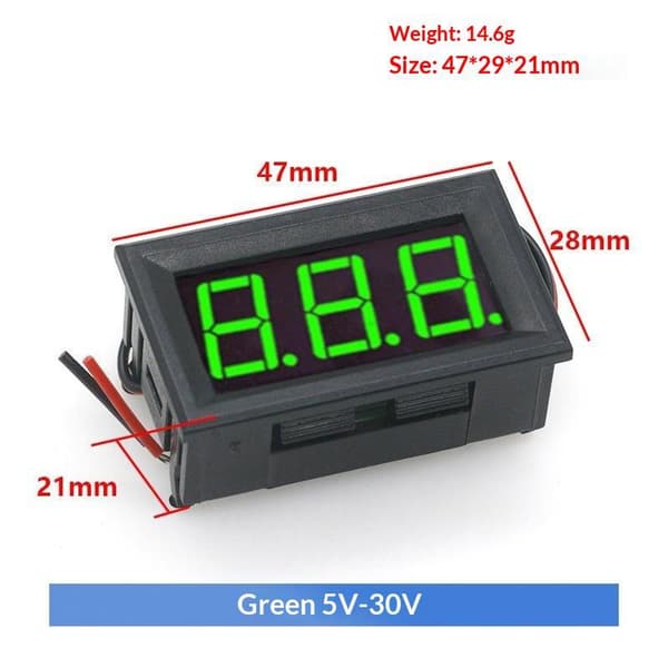 DC 4.5V-30V Vandtæt Digital Voltmeter Volt Spændingsmåler Tes Blue