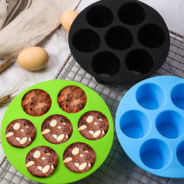 7 Even Cake Cups Air Fryer Tilbehør Rund Muffinskopp Form Ov Black S