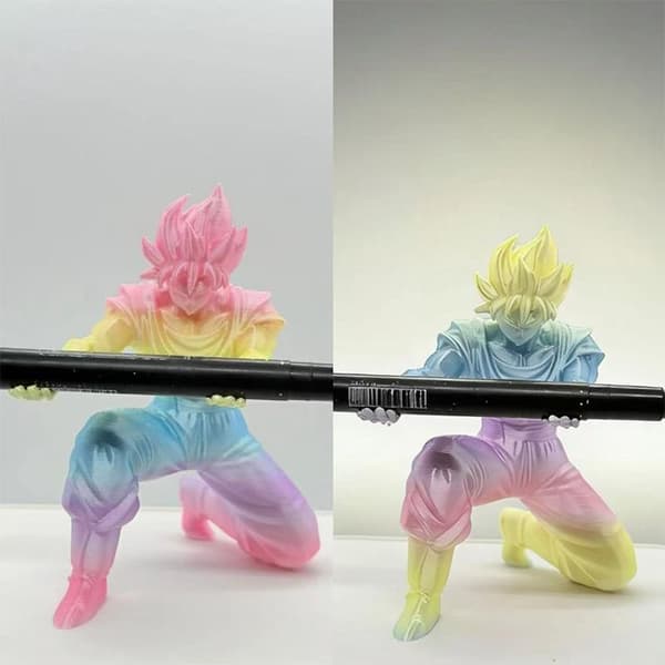 3D-printet kul Super Saiyan pennholderfigur skrivebordsstasjon Multicolor