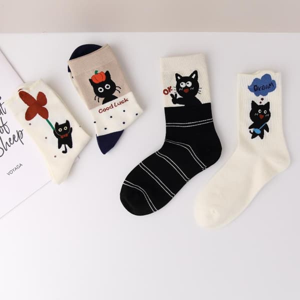 1 par dammode mångsidiga mellanhöga strumpor avslappnade e kattvagn A3