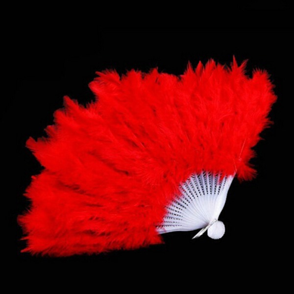 9 färger Ny kostym Bröllop Showgirl Dans Fällbar Hand Fjäder Red