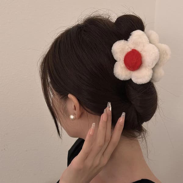 n Stil Plysch Blomma Hårklor Mode Små Hårklämmor Söt A4